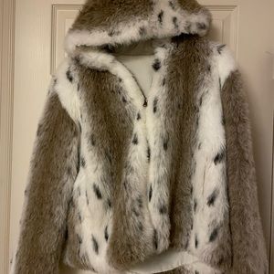 Ladies Large Vintage fake fur jacket reversible